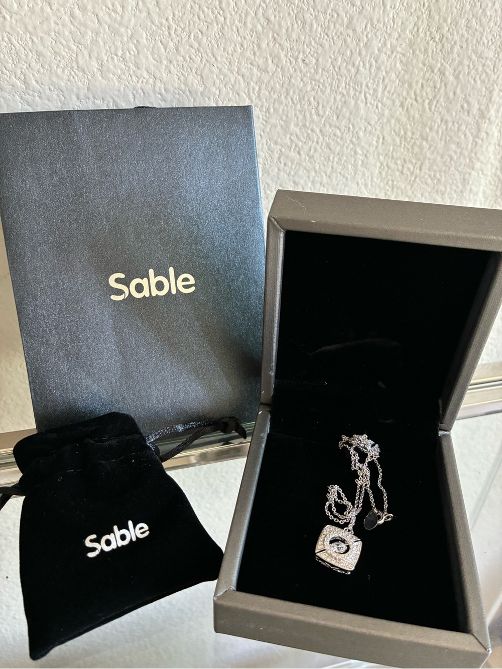 *NWT* Sable Silver Crystal Pave Pendant Necklace